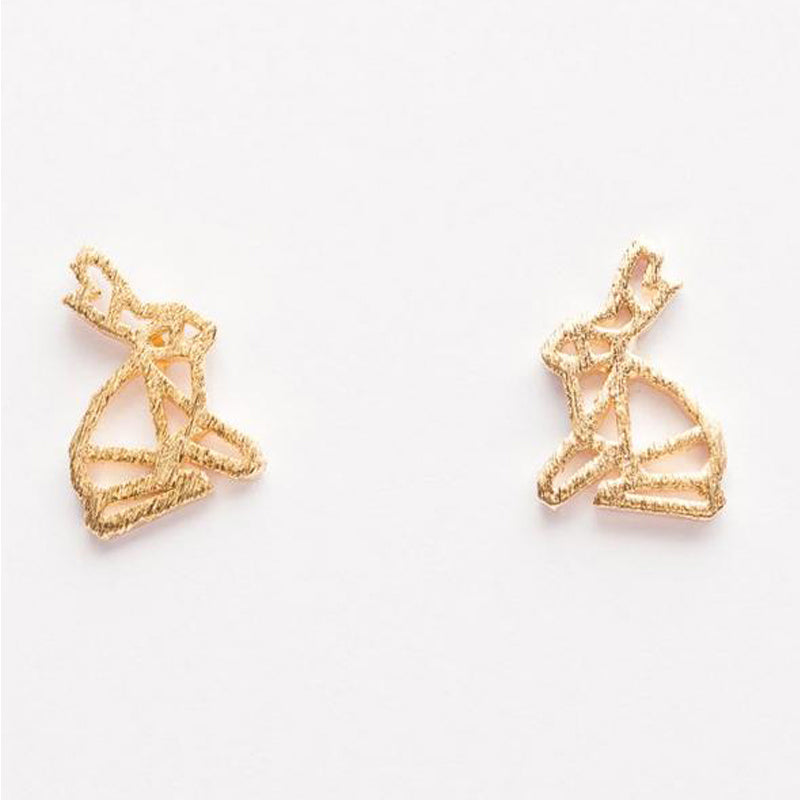 Origami Bunny Studs - Gold