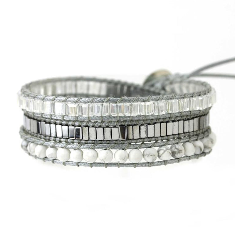 3 Wrap Bracelet - Silver and grey