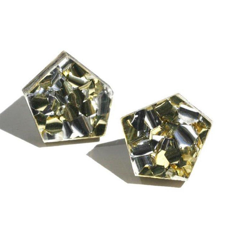 Gem Stud Earrings - Gold / Silver