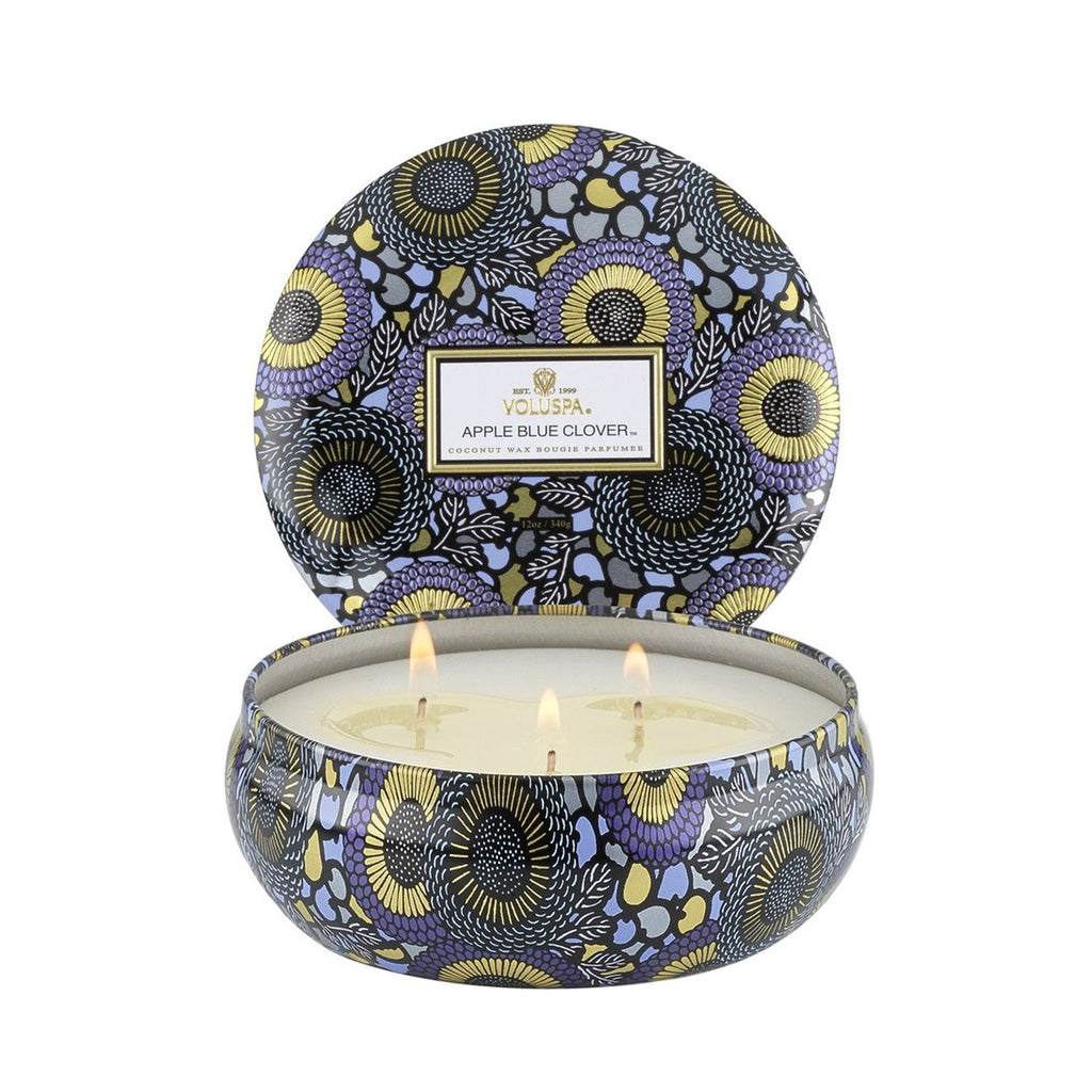 Apple Blue Clover 3 Wick Tin Candle